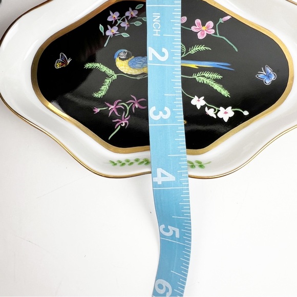 Lynn Chase 80's Safari Jaguar Jungle Exotic Bird Leaf Trinket Dish Black Gold - Picture 10 of 11